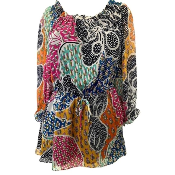 Diane Von Furstenberg DVF Flower Power Dream Camila Silk Top Siz 10 - Picture 5 of 6